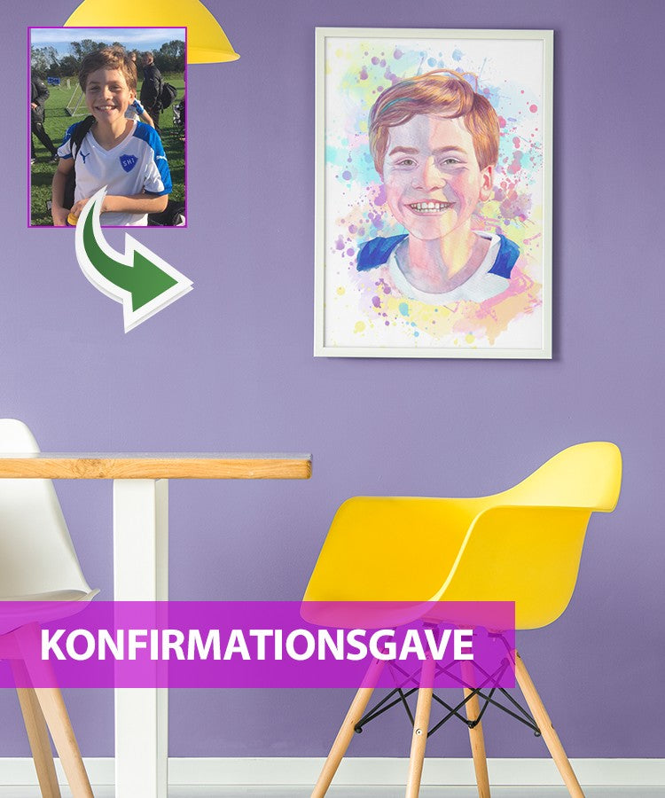 Konfirmationsgave - Vandmaleri efter dine fotos - Just Karikatur