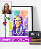 Konfirmationsgave - pop art tegning efter dine fotos - Just Karikatur