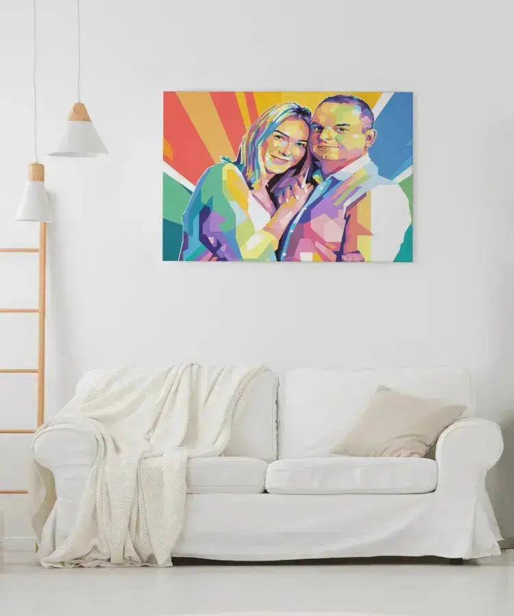 Morgengave - pop art tegning efter dine fotos - Just Karikatur