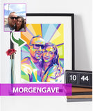 Morgengave - pop art tegning efter dine fotos - Just Karikatur