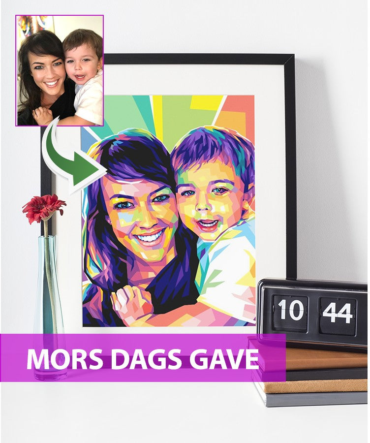 Mors dags gave - pop art tegning efter dine fotos - Just Karikatur