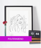 Polterabend - line art tegning efter dine fotos - Just Karikatur