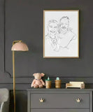 Receptionsgave - line art tegning efter dine fotos - Just Karikatur