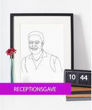 Receptionsgave - line art tegning efter dine fotos - Just Karikatur