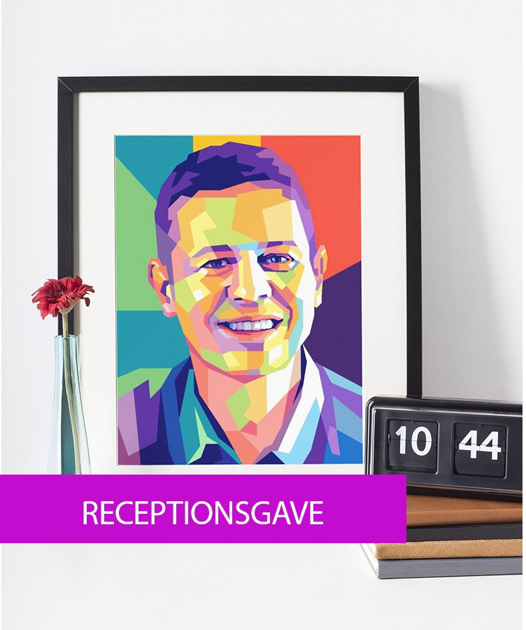 Receptionsgave - pop art tegning efter dine fotos - Just Karikatur