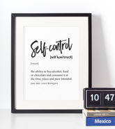 Selfcontrol definition plakat - Just Karikatur