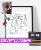 Sølvbryllupsgave - line art tegning efter dine fotos - Just Karikatur