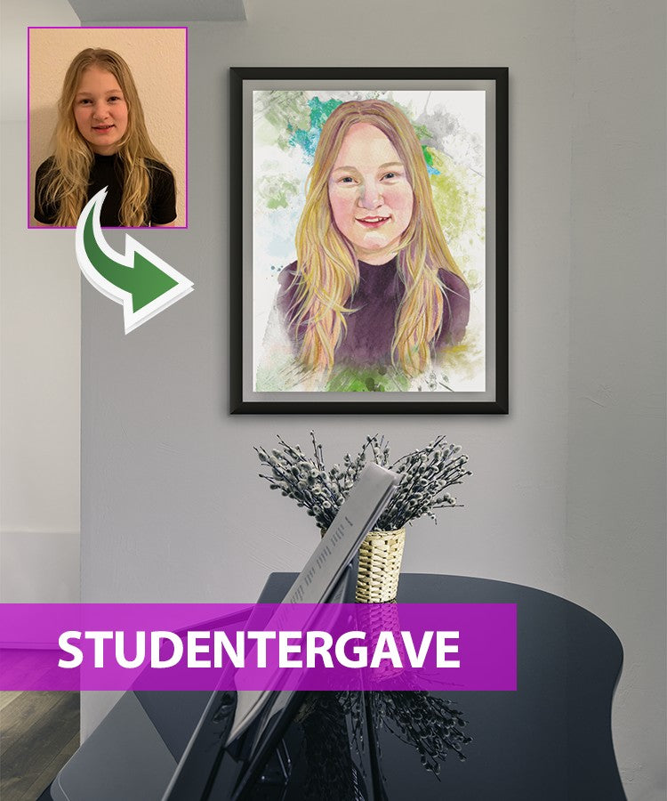 Studentergave - Vandmaleri efter dine fotos - Just Karikatur