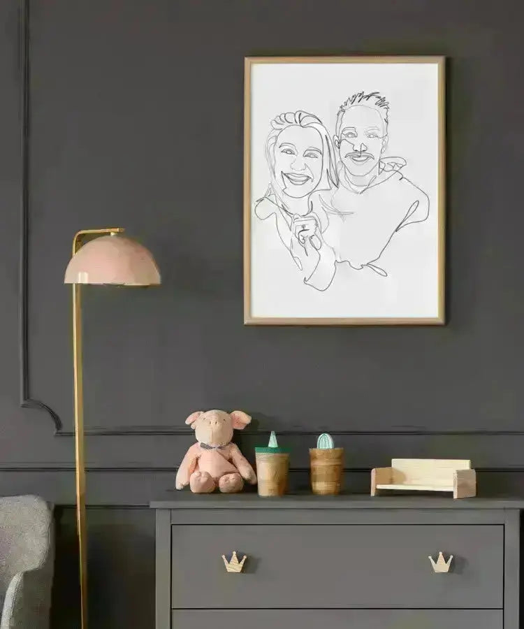 Studentergave - line art tegning efter dine fotos - Just Karikatur