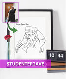 Studentergave - line art tegning efter dine fotos - Just Karikatur