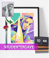 Studentergave - pop art tegning efter dine fotos - Just Karikatur
