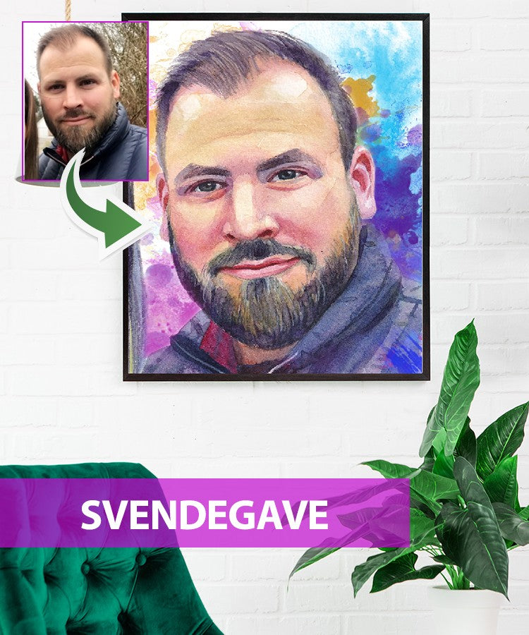 Svendegave - Vandmaleri efter dine fotos - Just Karikatur