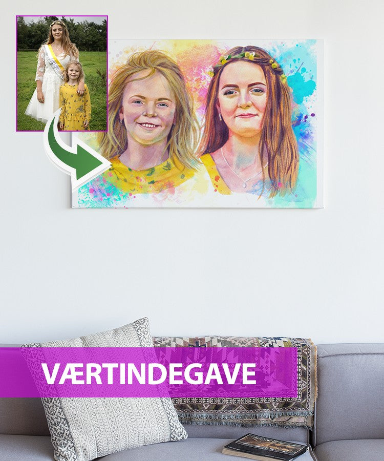 Værtindegave - Vandmaleri efter dine fotos - Just Karikatur