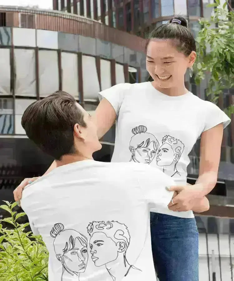 Valentinsgave - line art tegning efter dine fotos - Just Karikatur