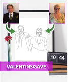 Valentinsgave - line art tegning efter dine fotos - Just Karikatur