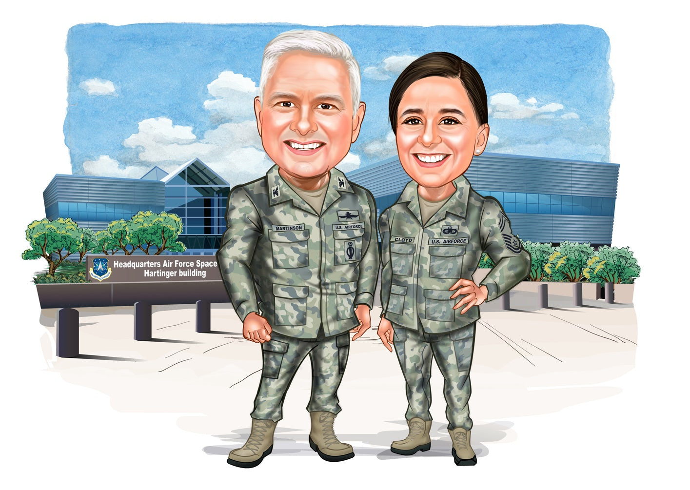 Politi & Militær tema40 (2 personer) - karikaturtegning efter dine fotos - Just Karikatur