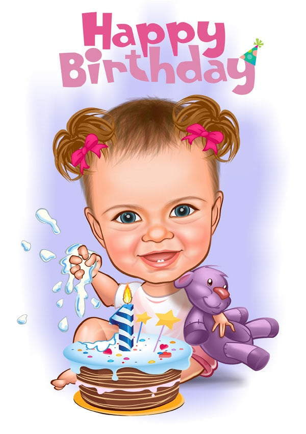 Fødselsdag tema24 (1 person) - karikaturtegning efter dine fotos - Just Karikatur