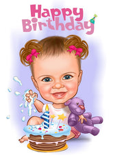 Fødselsdag tema24 (1 person) - karikaturtegning efter dine fotos - Just Karikatur