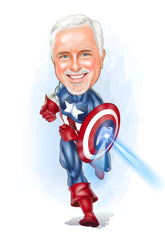 Superhelt tema6 (1 person) - karikaturtegning efter dine fotos - Just Karikatur