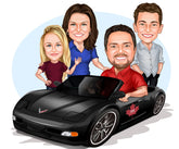 Familie tema2 (4 personer) - karikaturtegning efter dine fotos - Just Karikatur