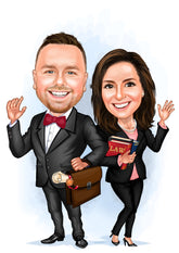 Jurist tema3 (2 personer) - karikaturtegning efter dine fotos - Just Karikatur