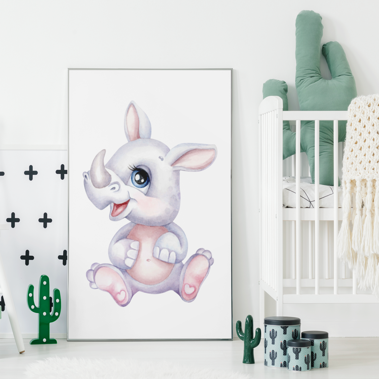 Næsehorn børne plakat - Just Karikatur