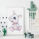 Næsehorn børne plakat - Just Karikatur