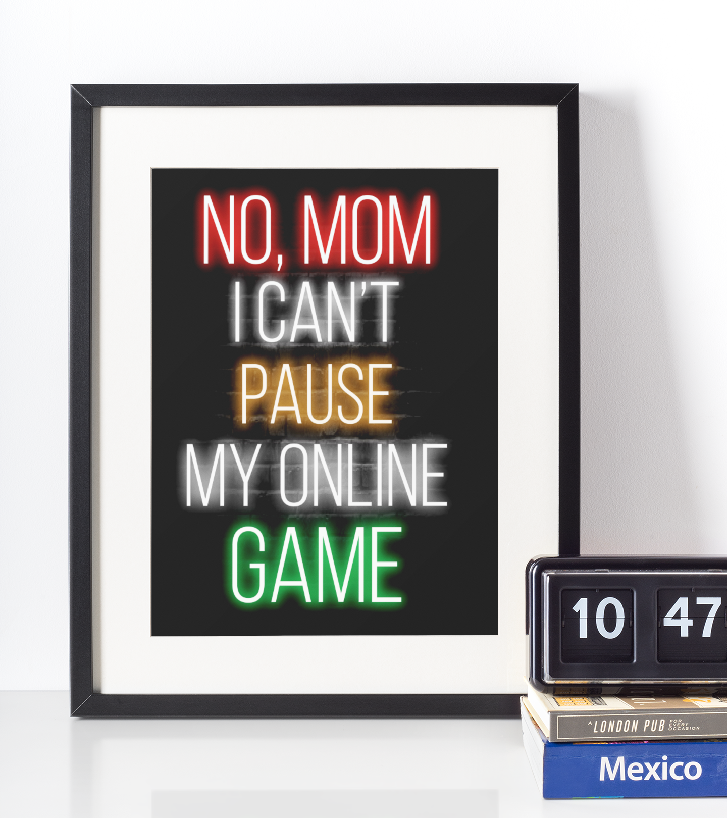 Neon Plakat - No mom - Just Karikatur