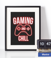 Neon Plakat - Gaming Chill - Just Karikatur