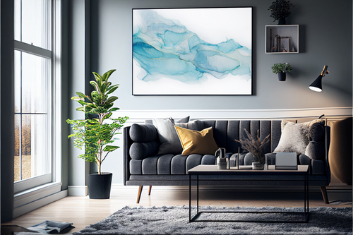 Abstrakt Blå Marble No12 - Plakat/Lærred