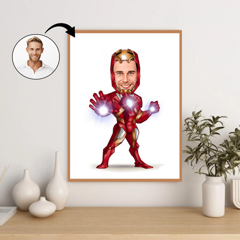 Superhelt tema37 (1 person) - karikaturtegning efter dine fotos - Just Karikatur