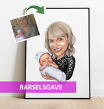 Barselsgave - Karikaturtegning efter dine fotos