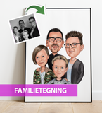 Familietegning - karikaturtegning efter dine fotos