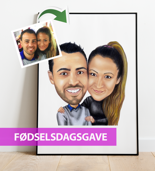 Fødselsdagsgave - karikaturtegning efter dine fotos