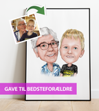 Gave til bedsteforældre - karikaturegning efter dine fotos