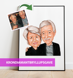 Krondiamantbryllupsgave - karikaturtegning efter dine fotos