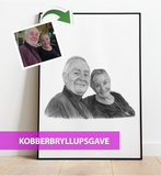 Kobberbryllupsgave - Portrættegning efter dine fotos