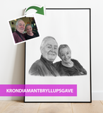 Krondiamantbryllupsgave - Portrættegning efter dine fotos