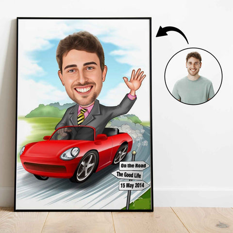 Til ham tema68 (1 person) - karikaturtegning efter dine fotos - Just Karikatur