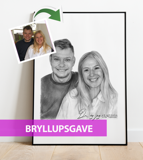Bryllupsgave - Portrættegning efter dine fotos