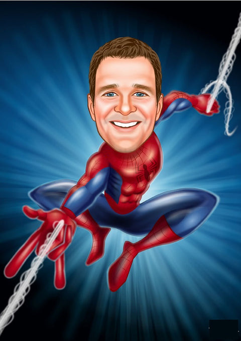 Superhelt tema36 (1 person) - karikaturtegning efter dine fotos - Just Karikatur