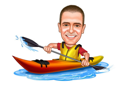 Sports tema74 (1 person) - karikaturtegning efter dine fotos - Just Karikatur