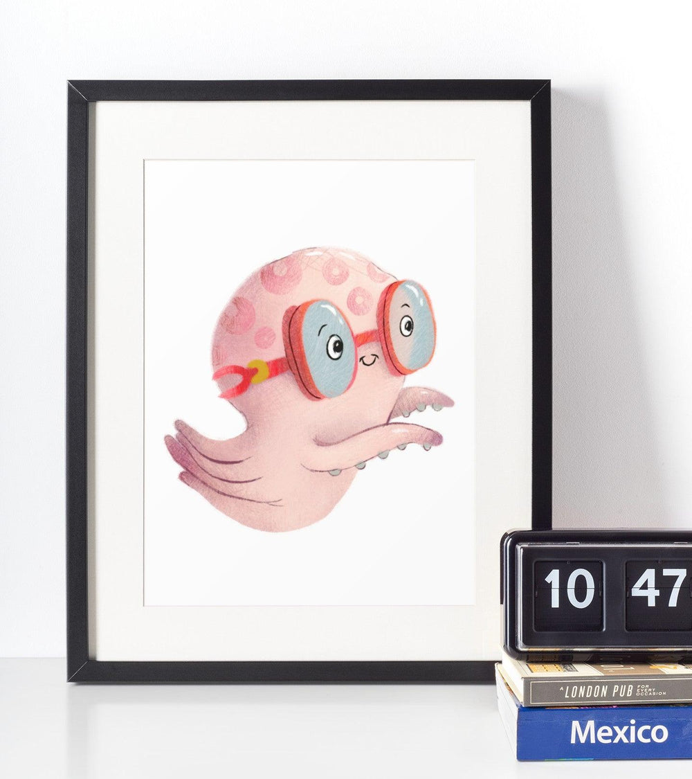 Blæksprutte - Børneplakat - Just Karikatur